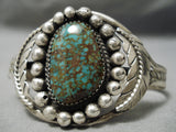 Quality Rare Vintage Native American Navajo Royston Turquoise Sterling Silver Leaf Bracelet Old-Nativo Arts