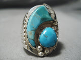 Superior Vintage Navajo Huge Turquoise Sterling Silver Native American Ring-Nativo Arts