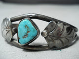 Wonderful Vintage Native American Navajo Kingman Turquoise Sterling Silver Bracelet Old-Nativo Arts
