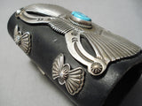 Detailed Towering Vintage Native American Navajo Blue Turquoise Sterling Silver Ketoh Bracelet-Nativo Arts