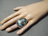 Extremely Rare Turquoise Vintage Native American Navajo Sterling Silver Ring-Nativo Arts
