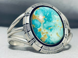 Mesmerizing Native American Navajo Signed Royston Turquoise Sterling Silver Huge Bracelet-Nativo Arts
