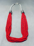 Best Signed Native American Navajo Circular Coral Very Rare Sterling Silver Necklace-Nativo Arts