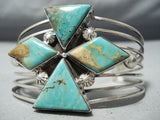Huge Leroy James Royston Turquoise Cross Vintage Native American Navajo Sterling Silver Bracelet-Nativo Arts