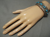 Long Unique Swirling Vintage Native American Navajo Hand Hammered Sterling Silver Bracelet Old-Nativo Arts