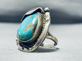 Amazing Vintage Native American Navajo Pilot Mountain Turquoise Sterling Silver Ring-Nativo Arts