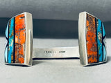 One Of Most Unique Ever Vintage Native American Navajo Turquoise Inlay Sterling Silver Bracelet-Nativo Arts