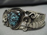 Vintage Native American Navajo Bracelet- Spiderweb Turquoise Sterling Silver Bracelet Cuff Old-Nativo Arts