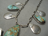Very Important Vintage Native American Navajo Kee Joe Benally Turquoise Sterling Silver Necklace-Nativo Arts