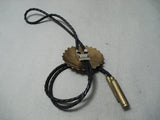 Unique Vintage Native American Navajo Marine Coprs Sterling Silver Brass Bolo Tie-Nativo Arts