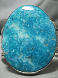 Important Vintage Native American Navajo Old Carico Lake Turquoise Sterling Silver Bracelet Old-Nativo Arts