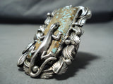 Heavy Huge San Felipe #8 Turquoise Sterling Silver Lizard Ring-Nativo Arts