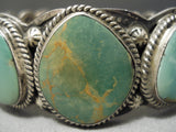 Opulent Vintage Native American Navajo 3 Stone Royston Turquoise Sterling Silver Bracelet-Nativo Arts