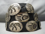 So Detailed!! Vintage Native American Navajo Sterling Silver Overlay Concho Belt Old-Nativo Arts