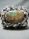 Huge Grizzly Native American Royston Turquoise Sterling Silver Bracelet-Nativo Arts