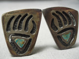 Rare Very Old Vintage Native American Navajo Men's Turquoise Sterling Silver Cufflinks-Nativo Arts
