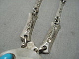 Important Quality Vintage Native American Navajo Turquoise Sterling Silver Necklace Old-Nativo Arts