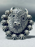 Amazing Native American Navajo Sterling Silver Buffalo Ring-Nativo Arts