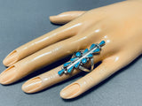 Outstanding Vintage Native American Zuni Turquoise Sterling Silver Ring-Nativo Arts
