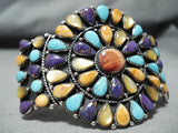 Colorful Native American Navajo Turquoise Charoite Sterling Silver Shell Bracelet-Nativo Arts