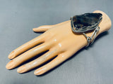 One Of The Chunkiest Vintage Native American Navajo Petrified Wood Sterling Silver Bracelet-Nativo Arts