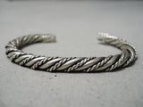 Impressive Vintage Navajo Twist Sterling Silver Native American Bracelet Old-Nativo Arts