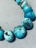 Native American Very Rare Rounded Turquoise Santo Domingo Turquoise Sterling Silver Necklace-Nativo Arts