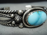 Famous Native American Navajo Al Jake Carico Lake Turquoise Sterling Silver Bracelet-Nativo Arts