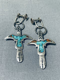 Marvelous Vintage Native American Navajo Turquoise Sterling Silver Earrings-Nativo Arts