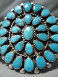 Spectacular Vintage Native American Navajo Turquoise Sterling Silver Bracelet Old-Nativo Arts