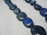 Native American Gorgeous Vintage Santo Domingo Lapis Sterling Silver Necklace Old-Nativo Arts