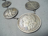Fascinating Navajo Native American Sterling Silver Coins Necklace-Nativo Arts