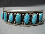 Amazing Vintage Navajo 7 Turquoise Sterling Silver Bracelet Native American-Nativo Arts