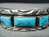 Outstanding Vintage Native American Navajo Sleeping Beauty Turquoise Sterling Silver Bracelet-Nativo Arts