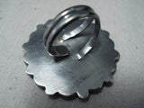 Unique Native American Navajo Turquoise Sterling Silver Mercury Dime Ring-Nativo Arts
