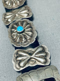 Sensational Vintage Native American Navajo Sterling Silver Concho Turquoise Belt Bracelet-Nativo Arts
