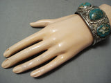 Heavy Huge Men's Vintage Native American Navajo Royston Turquoise Sterling Silver Bracelet Old-Nativo Arts