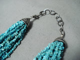 Spectacular Native American Navajo 15 Strand Turquoise Sterling Silver Necklace-Nativo Arts