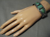 Early 1900's Heavy Vintage Native American Navajo Cerrillos Turquoise Ingot Silver Bracelet-Nativo Arts