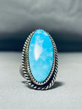 Brilliant Vintage Native American Navajo Large Kingman Turquoise Sterling Silver Ring-Nativo Arts