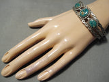 Very Early Coil Galore Heavu Vintage Native American Navajo Turquoise Sterling Silver Bracelet-Nativo Arts