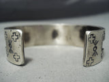 Heavy Ange Chavez Native American Sterling Silver Cross Bracelet Cuff-Nativo Arts