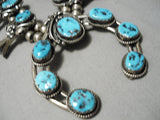 Authentic Vintage Native American Navajo Turquoise Sterling Silver Squash Blossom Necklace-Nativo Arts