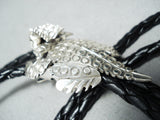 Picturesque Navajo Sterling Silver Toad Bolo Tie Native American-Nativo Arts