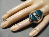 Astounding Vintage Native American Navajo Cerrillos Turquoise Sterling Silver Ring Heavy-Nativo Arts
