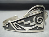 Intricate Vintage Native American Navajo Sterling Silver Geomtric Bracelet Cuff-Nativo Arts