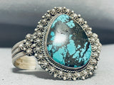 One Of The Largest Teardrop Turquoise Vintage Native American Navajo Sterling Silver Bracelet-Nativo Arts