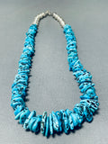 Fabulous Vintage Native American Navajo Large Kingman Turquoise Sterling Silver Necklace-Nativo Arts