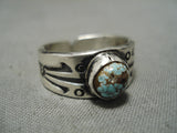 Striking Vintage Navajo #8 Turquoise Sterling Silver Native American Ring-Nativo Arts