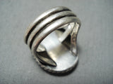 Rare Earlier Vintage Native American Navajo Domed Green Turquoise Sterling Silver Ring Old-Nativo Arts